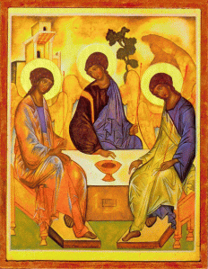 "Holy Trinity" by Andrei Rublev, c. 1400