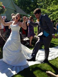 Katie and Will dancing down the aisle!