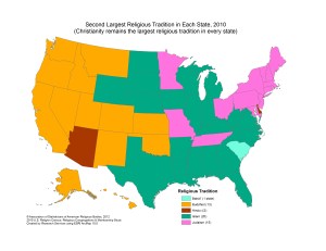 Second Largest Religious Tradition in Each State (from Matt Connolly)