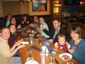 Friends gathered for some Blue Bell Ice-Cream- including Beth and J.W. Wartick