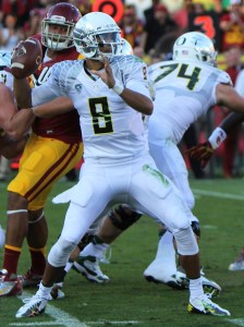 University of Oregon Quarterback and Heisman Trophy Award Winner, Marcus Mariota will lead Oregon against Florida State on New Year's Day in the Rose Bowl in the first game of the first ever College Football Playoff. The winner will face the Sugar Bowl winner, Alabama or Ohio State in the National Championship.