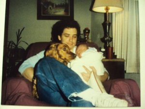 Dad, with Tasha and me. 