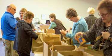 Sorting Food on the Fourth at Messiah Lutheran Church