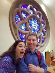 Allison and I, recently after a synod meeting, went for a walk around campus at Pacific Lutheran University, and found ourselves back in the Tower Chapel, in front of the Rose Window. That's the room where she said "yep." It's also the room where we spent a lot of time in prayer back in college, a big part of our vocational discovery and ministry journey.